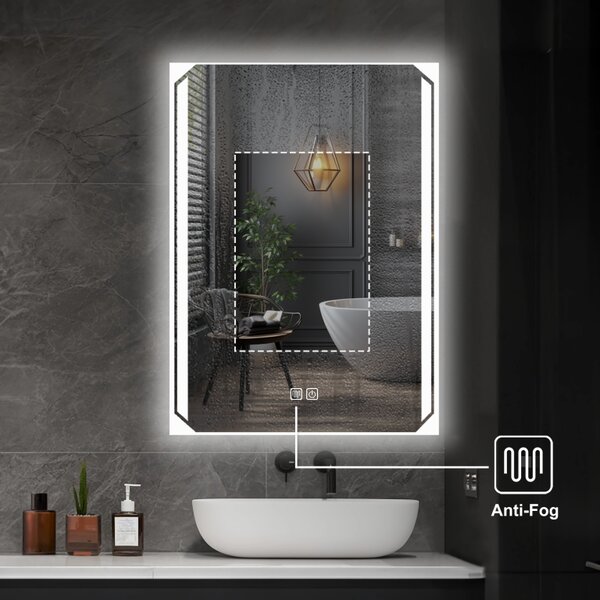 LED kúpeľňové zrkadlo 60 x 80 cm s odmlžovaním