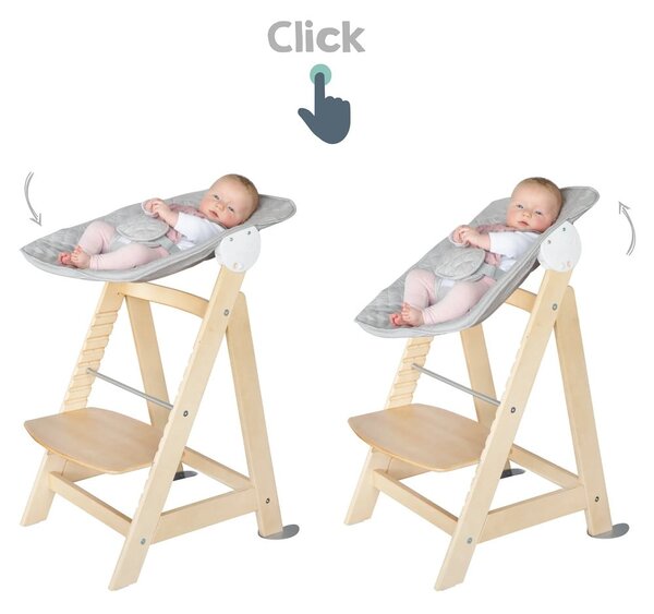 Jedálenská stolička vo svetlosivo-prírodnej farbe Style Born Up 2in1 – Roba