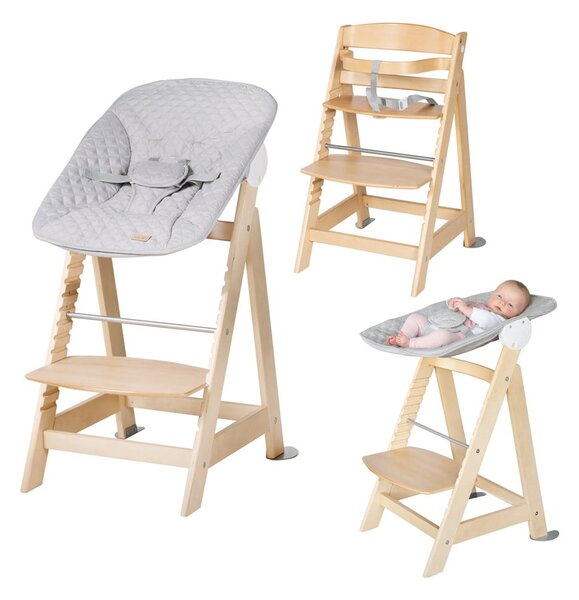Jedálenská stolička vo svetlosivo-prírodnej farbe Style Born Up 2in1 – Roba