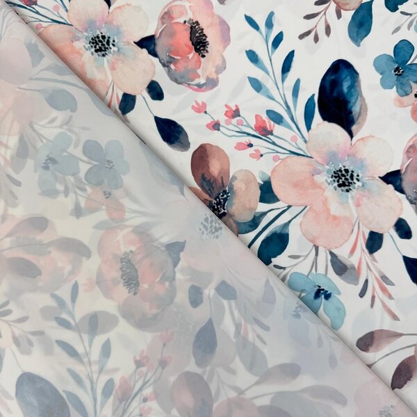 Metráž Šatovka Edita - Kvety na bielom
