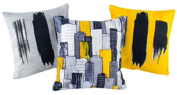 WALIA® Set obliečok na vankúš MUSTARD CITY 43x43 cm - 3ks