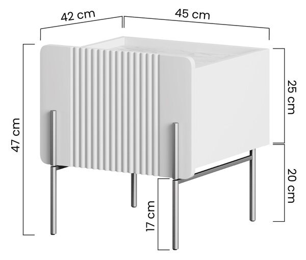 Nočný stolík Malmi 45 cm - čierny mat / čierna
