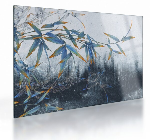 Sklenený obraz - Bambus na stene (70x50 cm)