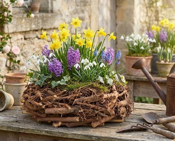 Hnedý kvetináč veniec z koreňov Root Wood - Ø 30 cm - daan kromhout