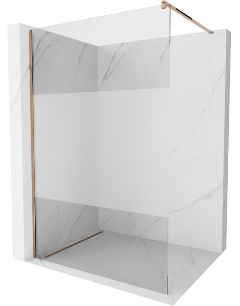 Mexen, Mexen Kioto ścianka prysznicowa Walk-in 130 x 200 cm, transparent/szron 8 mm, różowe złoto - 800-130-101-60-35