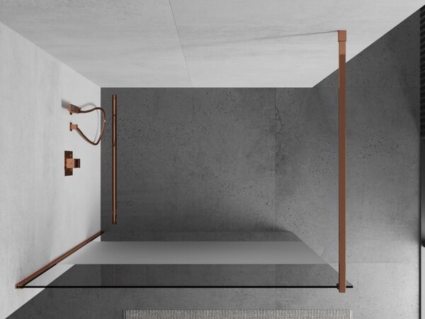 Mexen, Mexen Kioto ścianka prysznicowa Walk-in 130 x 200 cm, transparent/szron 8 mm, różowe złoto - 800-130-101-60-35