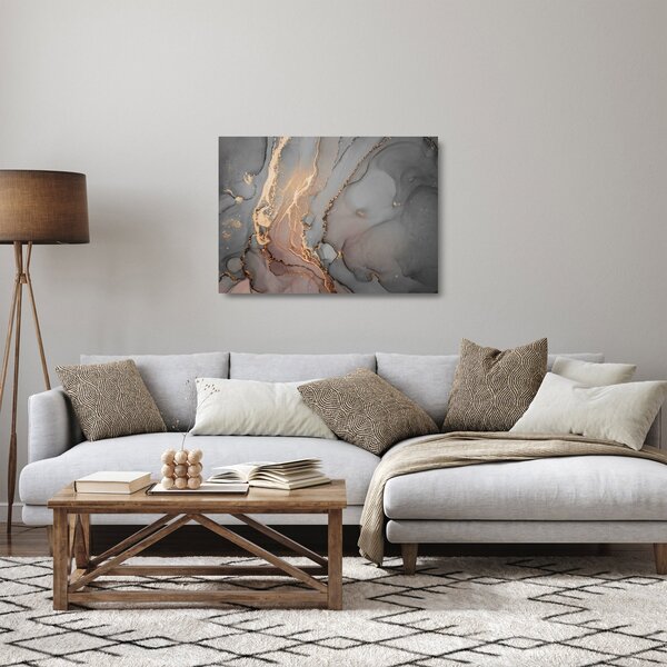Sklenený obraz - Šedo-zlatý mramor (70x50 cm)