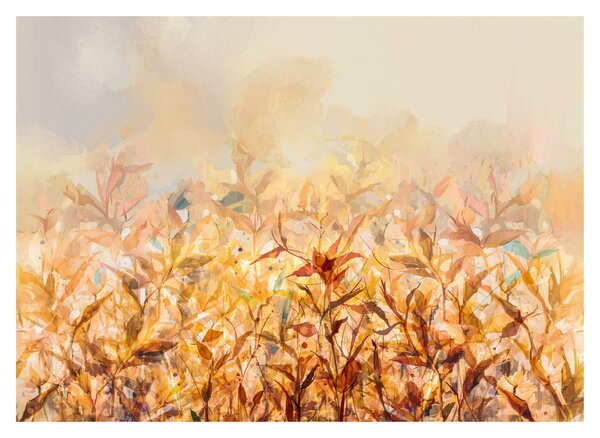 Sklenený obraz - Listy vo farbách jesene, olejomaľba (70x50 cm)
