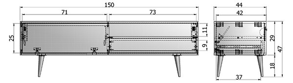 MUZZA TV STOLÍK TYGO 150 x 44 CM