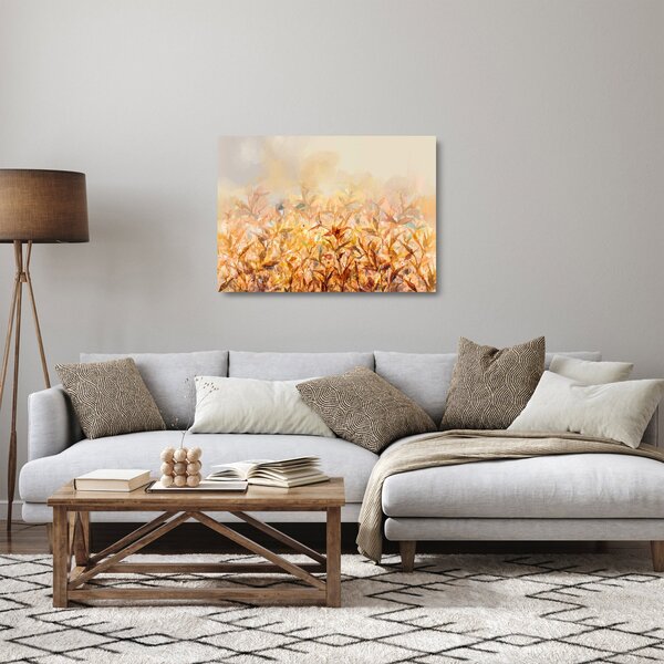 Sklenený obraz - Listy vo farbách jesene, olejomaľba (70x50 cm)