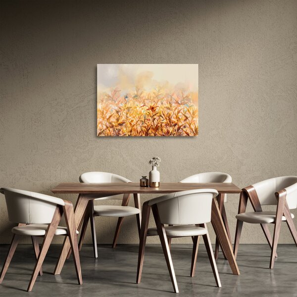 Sklenený obraz - Listy vo farbách jesene, olejomaľba (70x50 cm)