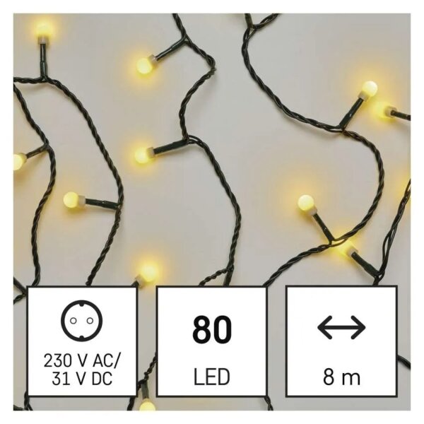 LED reťaz 80xLED/230V/8 funkcií 13m IP44 teplá biela