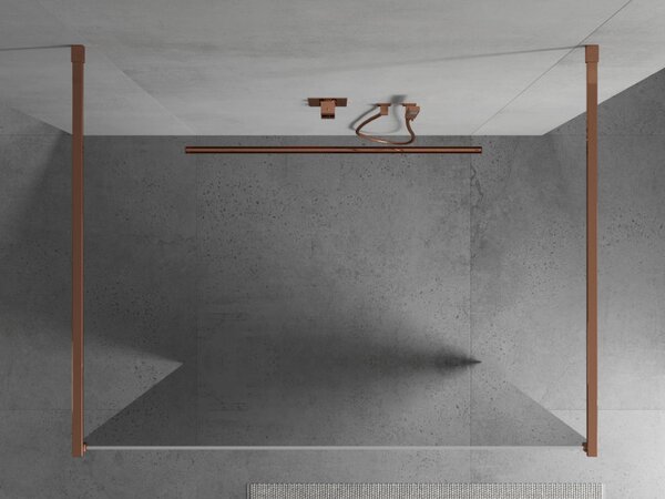 Mexen Kioto, priechodná sprchová zástena 100 x 200 cm, 8mm sklo s efektom zrkadla, 2x stabilizačná rozpera, ružové zlato, 800-100-002-60-50