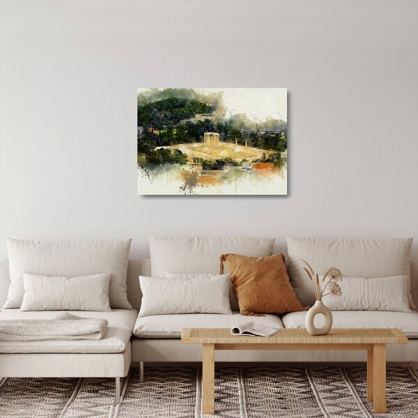 Sklenený obraz - Chrám Dia, Atény, Grécko (70x50 cm)