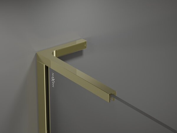 Mexen Kioto L, sprchová zástena Walk-In 110 x 200 cm, 8mm šedé sklo, zlato - 800-110-103-50-40