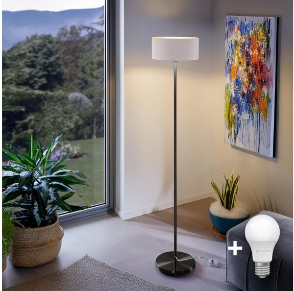 LED Stojacia lampa TUNJA 1xE27/20W/230V pr. 30 cm čierna/biela