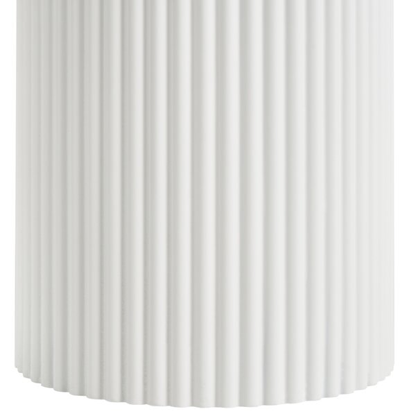 Jedálenský stôl biely MDF okrúhly 120 cm drážkované nohy minimalistický dizajnový stôl