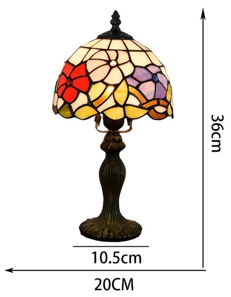 Lampy Tiffany Tiffany stolná lampa Clasflow 104 Huizhou Oufu Lighting v.36xš.20, sklo/kov,40W