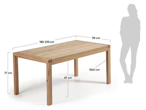 MUZZA ROZKLADACÍ JEDÁLENSKÝ STÔL VIVY 180 (230) X 90 cm PRÍRODNÝ