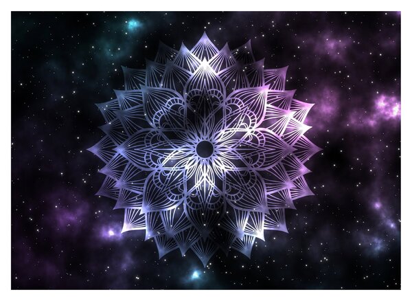 Sklenený obraz - Lotusová mandala vo vesmíre (70x50 cm)