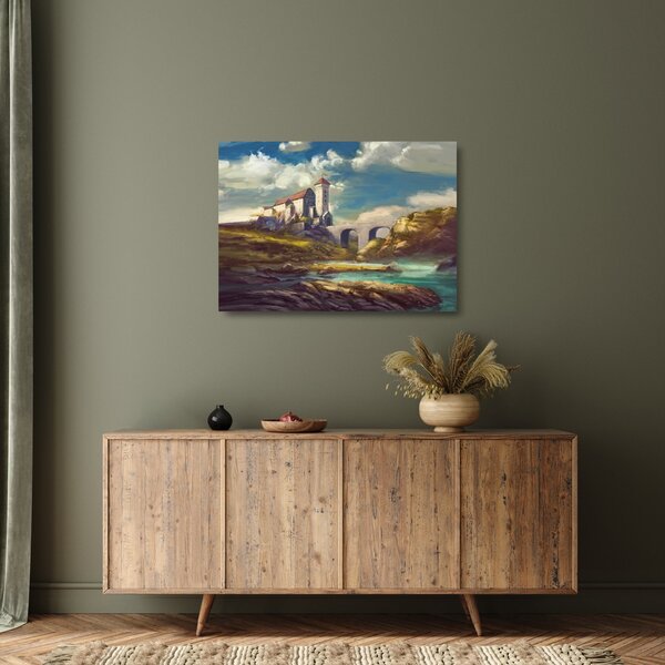 Sklenený obraz - Stredoveký hrad (70x50 cm)