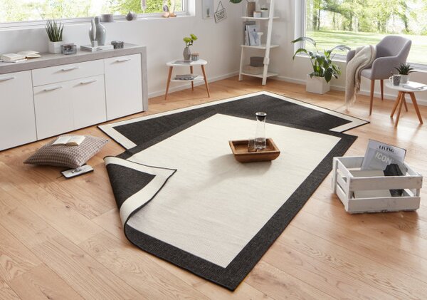Obojstranný koberec Hanse Home Twin Panama čierny / krémový