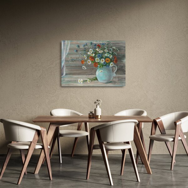 Sklenený obraz - Lúčne kvety, olejomaľba (70x50 cm)