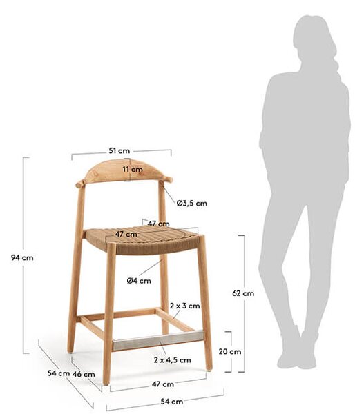 MUZZA BAROVÁ STOLIČKA GLYNIS 62 CM BÉŽOVÁ
