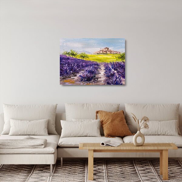 Sklenený obraz - Provance, Francúzsko, olejomaľba (70x50 cm)
