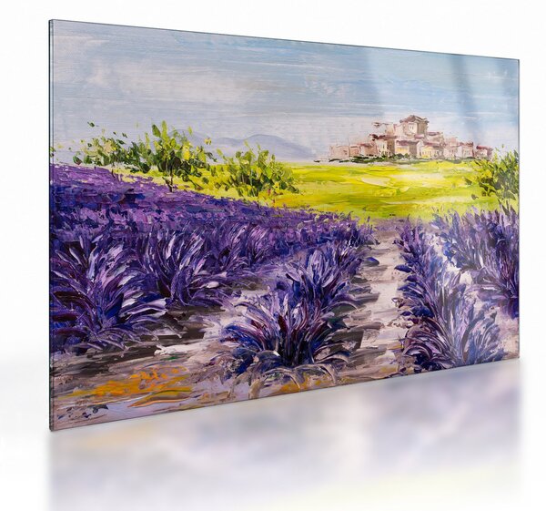 Sklenený obraz - Provance, Francúzsko, olejomaľba (70x50 cm)