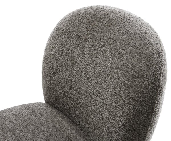 DELIFE Jedálenská stolička Nube-Flex bouclé mäkký tmavobéžová drevená podstava hranatá prírodná 180° otočný vrecková pružina