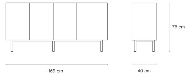 MUZZA KOMODA ARISTA 4-DVEROVÁ ČIERNA 165 X 78 CM