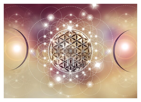 Sklenený obraz - Mandala s elementmi (70x50 cm)