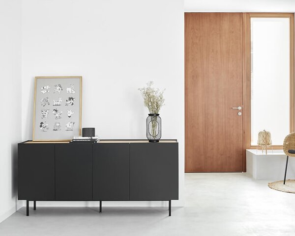 MUZZA KOMODA ARISTA 4-DVEROVÁ ČIERNA 165 X 78 CM
