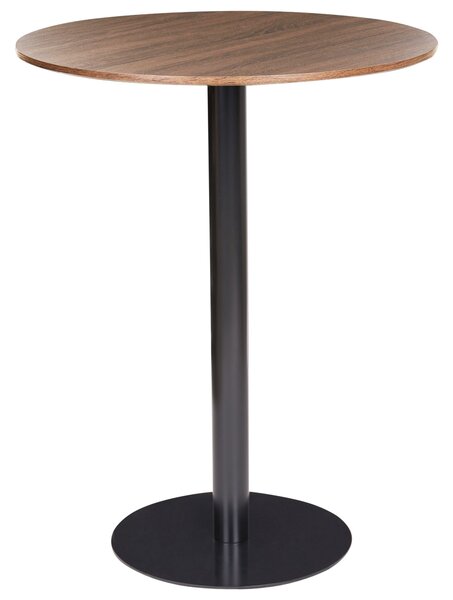 Záhradný bistro stolík tmavohnedá a čierna okrúhly 80 x 80 cm vysoká kovová podnož rustikálny moderný