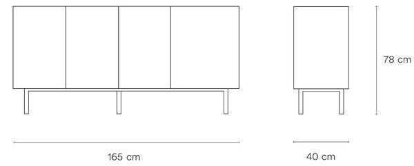 MUZZA KOMODA ARISTA 4-DVEROVÁ ČERVENÁ 165 X 78 CM