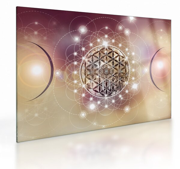 Sklenený obraz - Mandala s elementmi (70x50 cm)