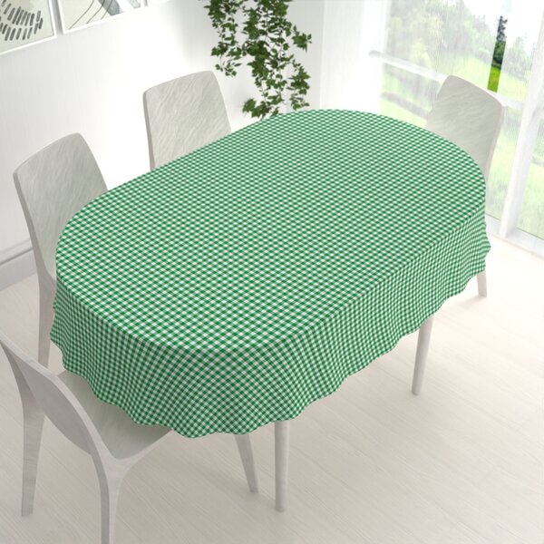 Biante Bavlnený oválny obrus Sandra SA-058 Zeleno-biele kocky 100x140 cm