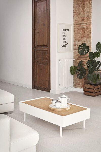 MUZZA KONFERENČNÝ STOLÍK SO ZÁSUVKAMI ARISTA BIELY 110 X 34 CM