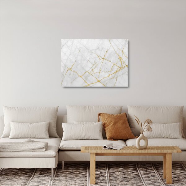 Sklenený obraz - Bielo-zlatý mramor (70x50 cm)