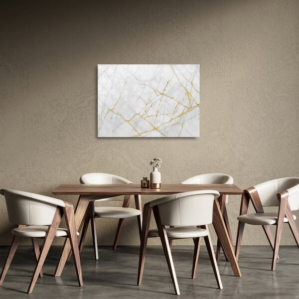 Sklenený obraz - Bielo-zlatý mramor (70x50 cm)