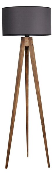 Čierna/hnedá stojacia lampa s textilným tienidlom (výška 153 cm) Tripod – Opviq lights
