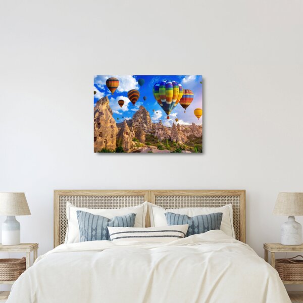 Sklenený obraz - Teplovzdušné balóny, Cappadocia, Turkey. (70x50 cm)