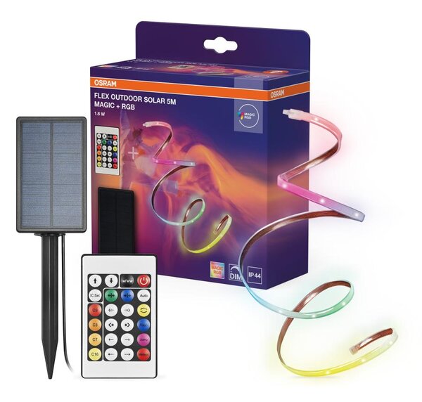 Osram - LED RGB stmievateľný solárny pásik FLEX MAGIC 5m LED/1,6W/3,7V 2000 mAh IP44 +DO