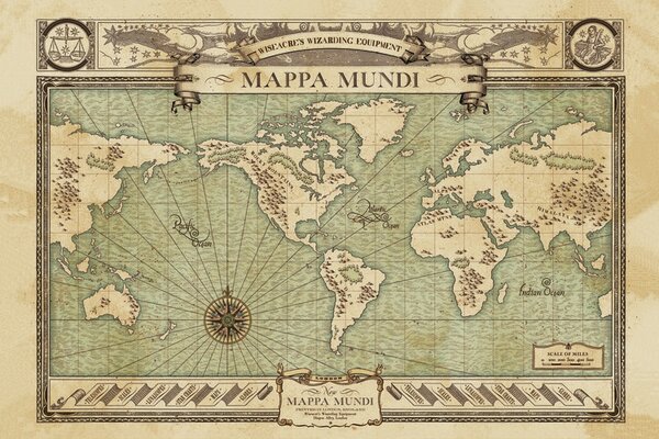Umelecká tlač Fantastické zvery - Mappa Mundi, (40 x 26.7 cm)