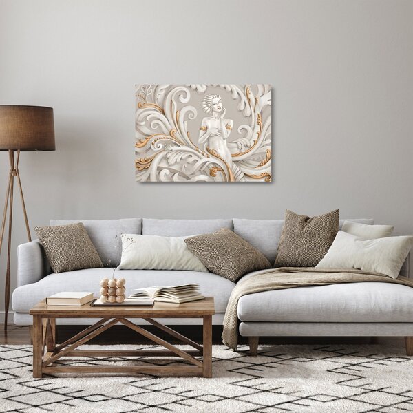 Sklenený obraz bohyne v ornamentálnom pozadí (70x50 cm)