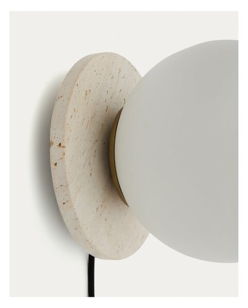 Biele/krémové mramorové nástenné svietidlo ø 20 cm Malachi – Kave Home