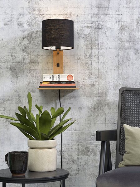 MUZZA NÁSTENNÁ LAMPA ANDES PRÍRODNÁ, ČIERNA