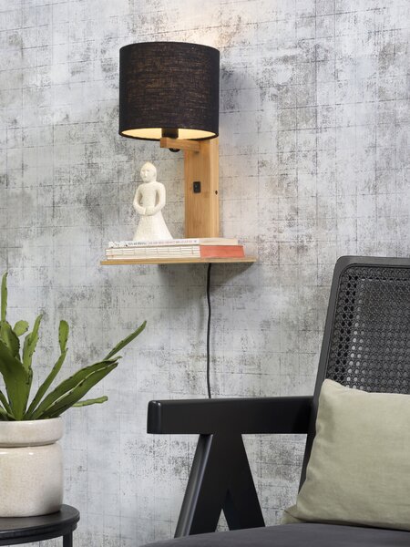 MUZZA NÁSTENNÁ LAMPA ANDES PRÍRODNÁ, ČIERNA