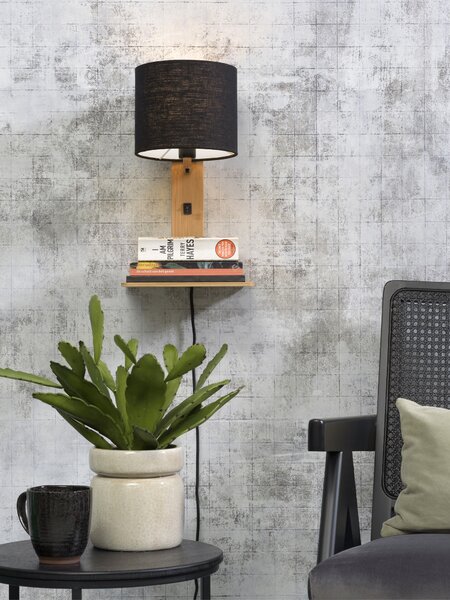 MUZZA NÁSTENNÁ LAMPA ANDES PRÍRODNÁ, ČIERNA